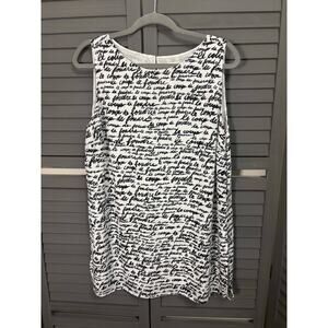 Chicos Black & White Script Patterned Tank Top & bonus Loft tank